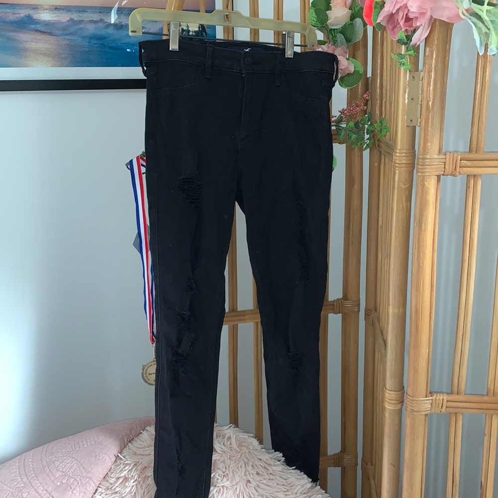 Black Hollister Ripped Black Jeans